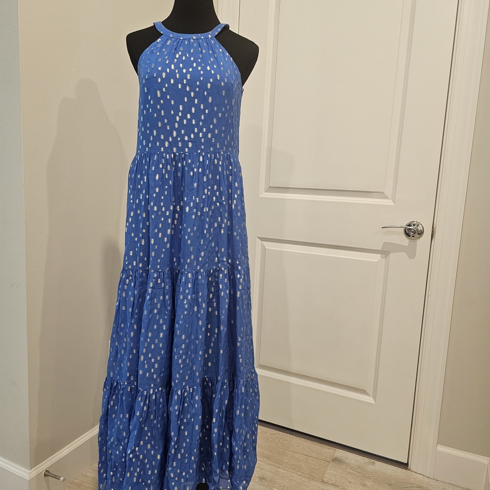 Lilly Pulitzer Blue and Gold Maxi Dress